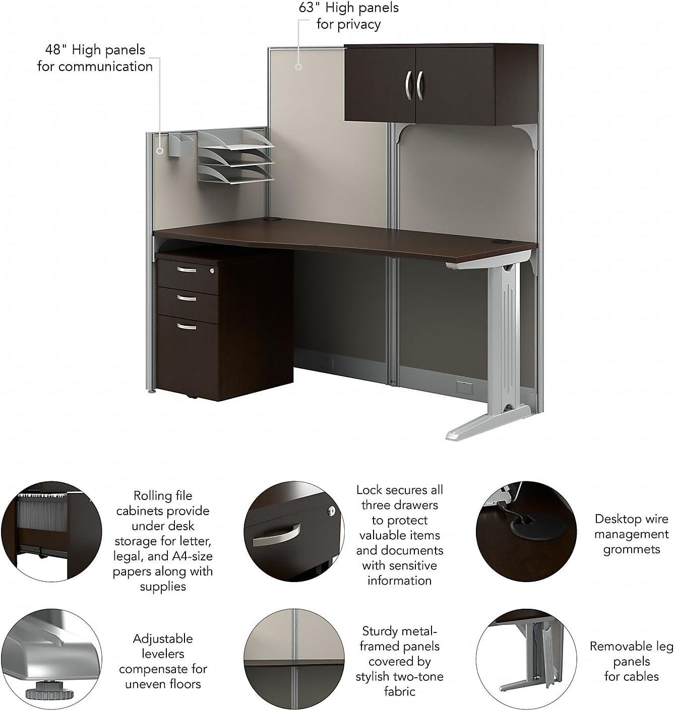 Bush Business Furniture Office In An Hour Rectangle 1 Person Cubicle with Cable Management