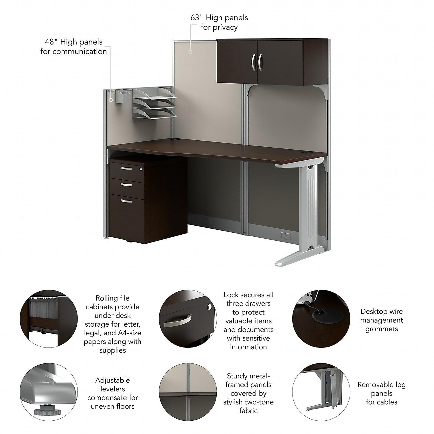 Bush Business Furniture Office In An Hour Rectangle 1 Person Cubicle with Cable Management