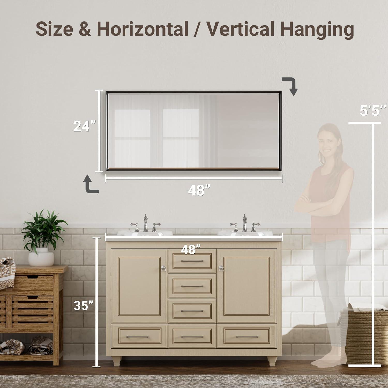 Decorative Wall Mirror Beveled Design, Bathroom Vanity Mirror Accent Mirror Finish