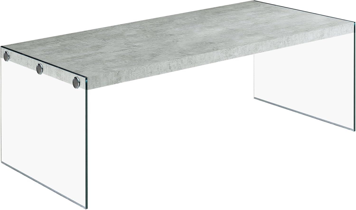 Coffee Table, Accent, Cocktail, Rectangular, Living Room, 44"L, Tempered Glass, Grey, Clear