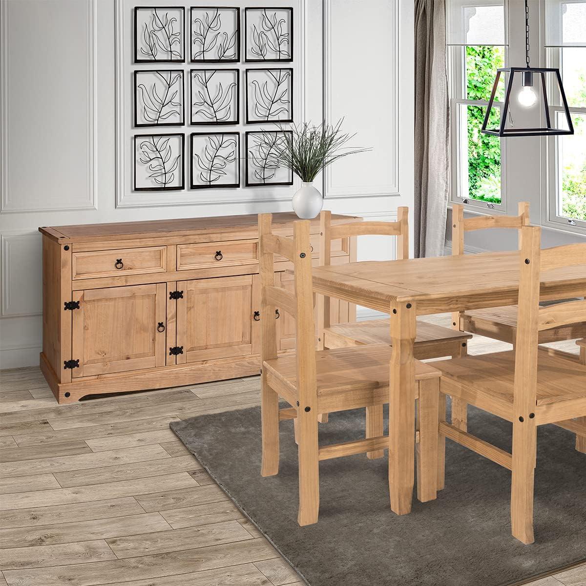 OS Home and Office Furniture Model COR917 Cottage Series Wood Buffet Sideboard in Corona Brown Brown