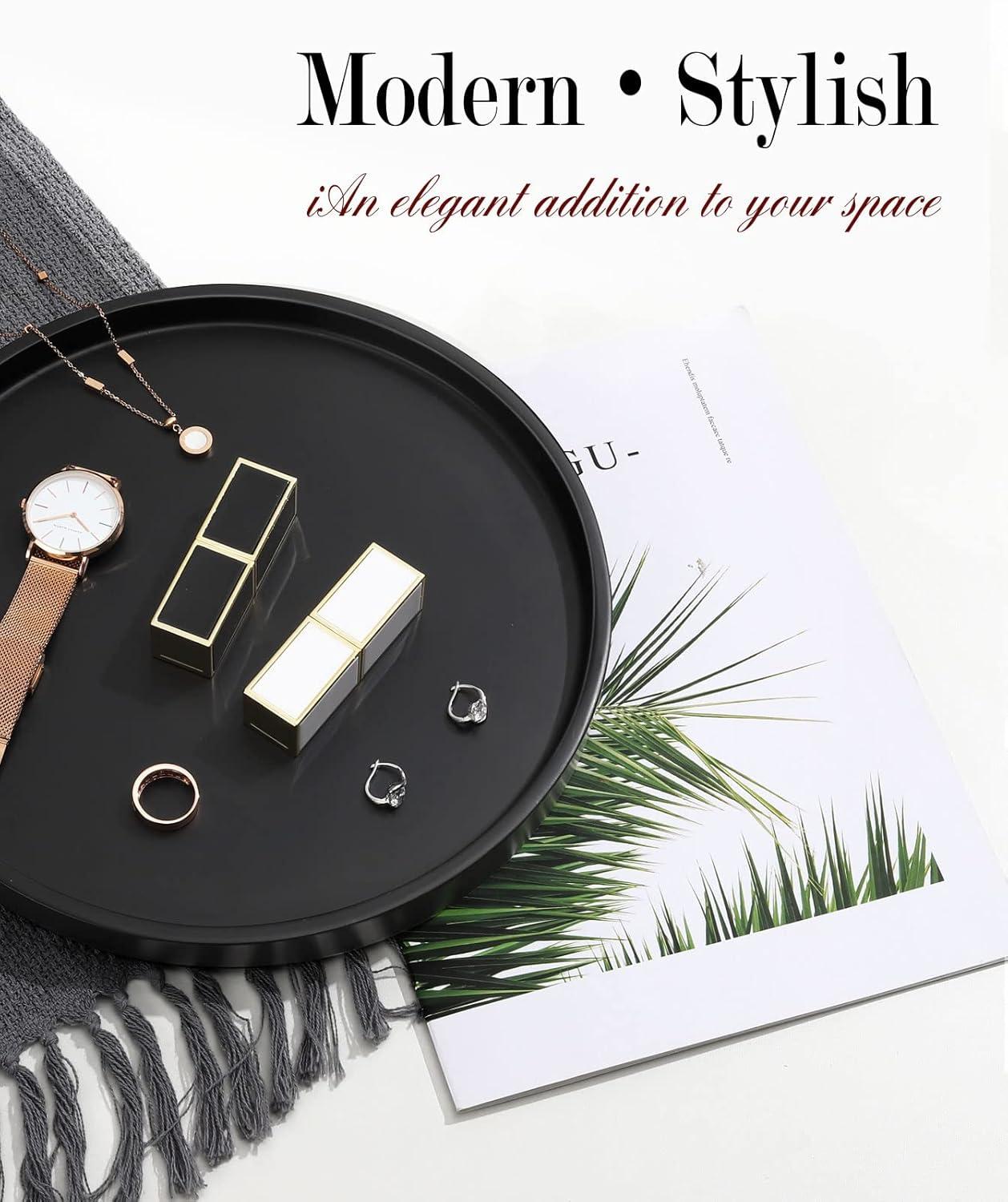 Shinowa Vanity Tray, Resin Bathroom Decorative Tray Catchall Organizer Jewelry Dish Tray for Bathroom Bedroom Counter-top Vanity Organization Vanity Table Jewelry Organizer, Matte Black