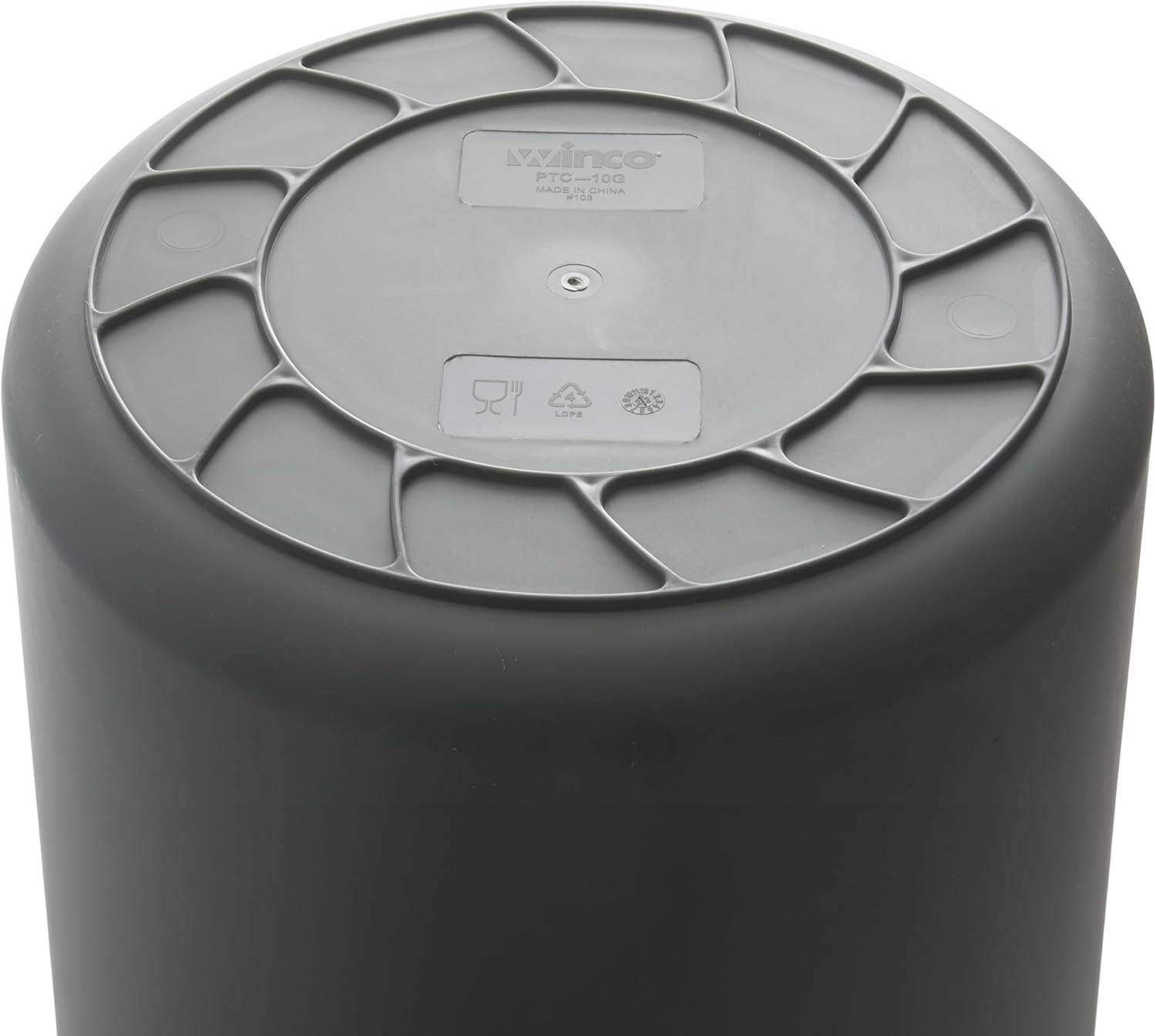 Gray 10 Gallon Round Commercial Plastic Trash Can