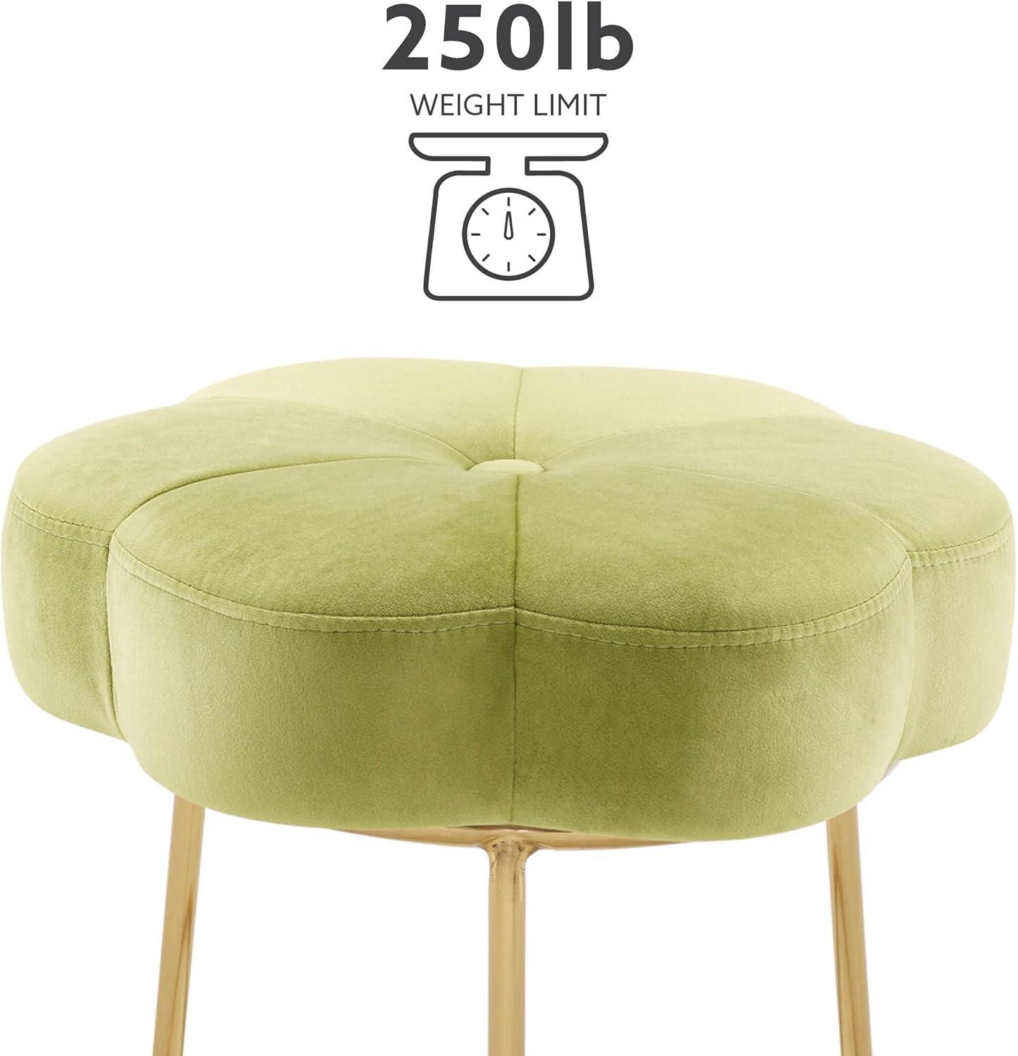 Seraphina Gold Plated Base Light Green Velvet Vanity Stool