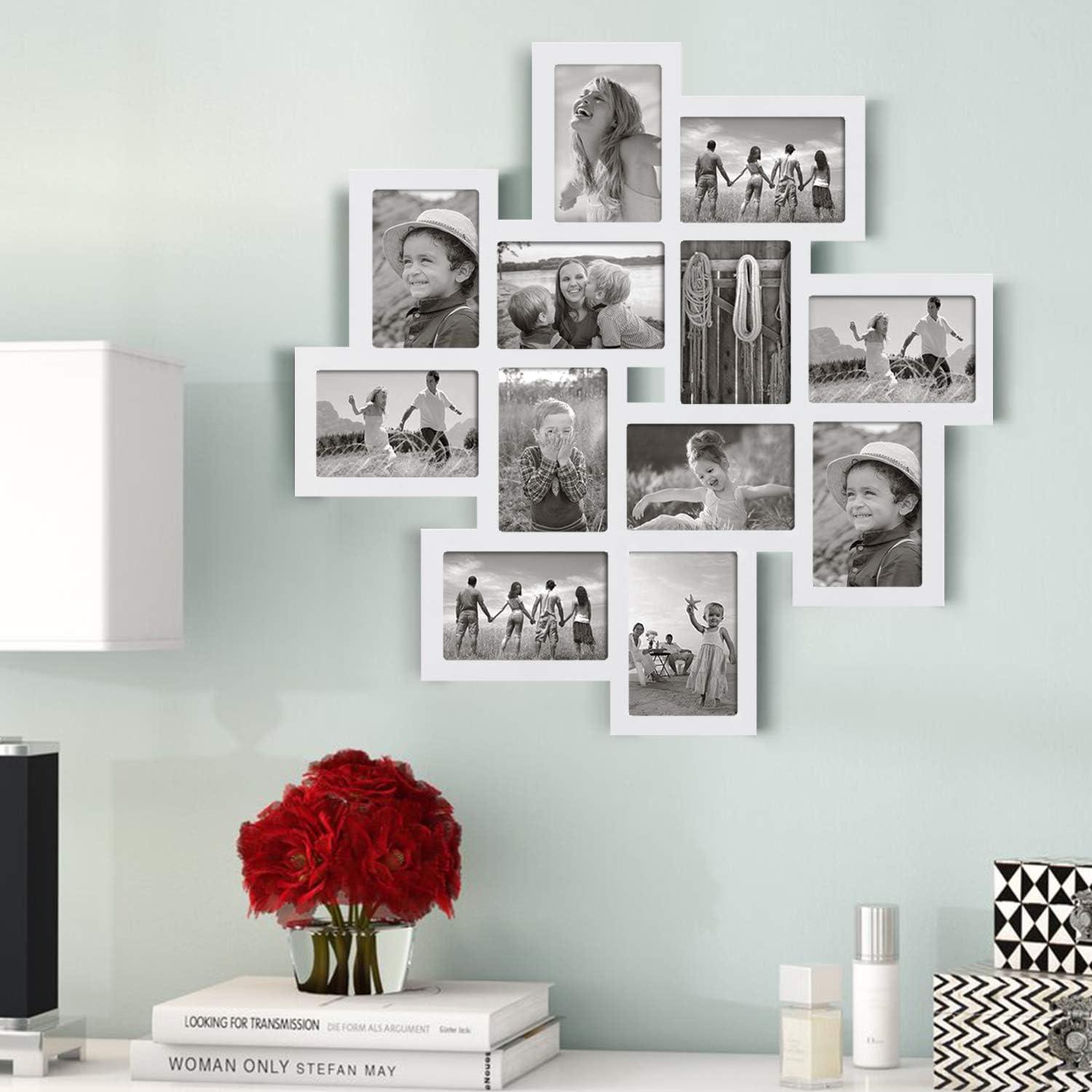 White Rectangular Wall Collage Picture Frame with 12 Openings