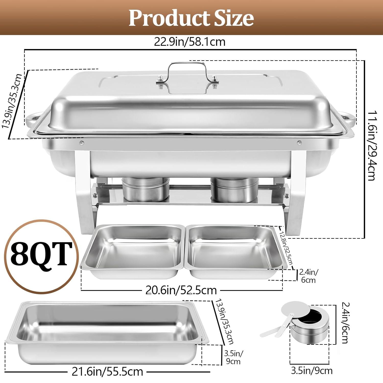 The Party Aisle™ Chafing Dishes For Buffet 4 Pack, 8 Qt Stainless Steel Chafers And Buffet Warmers Sets With Lid, Rectangle Serving Food Warmer Catering Supplies Buffet Display For Parties