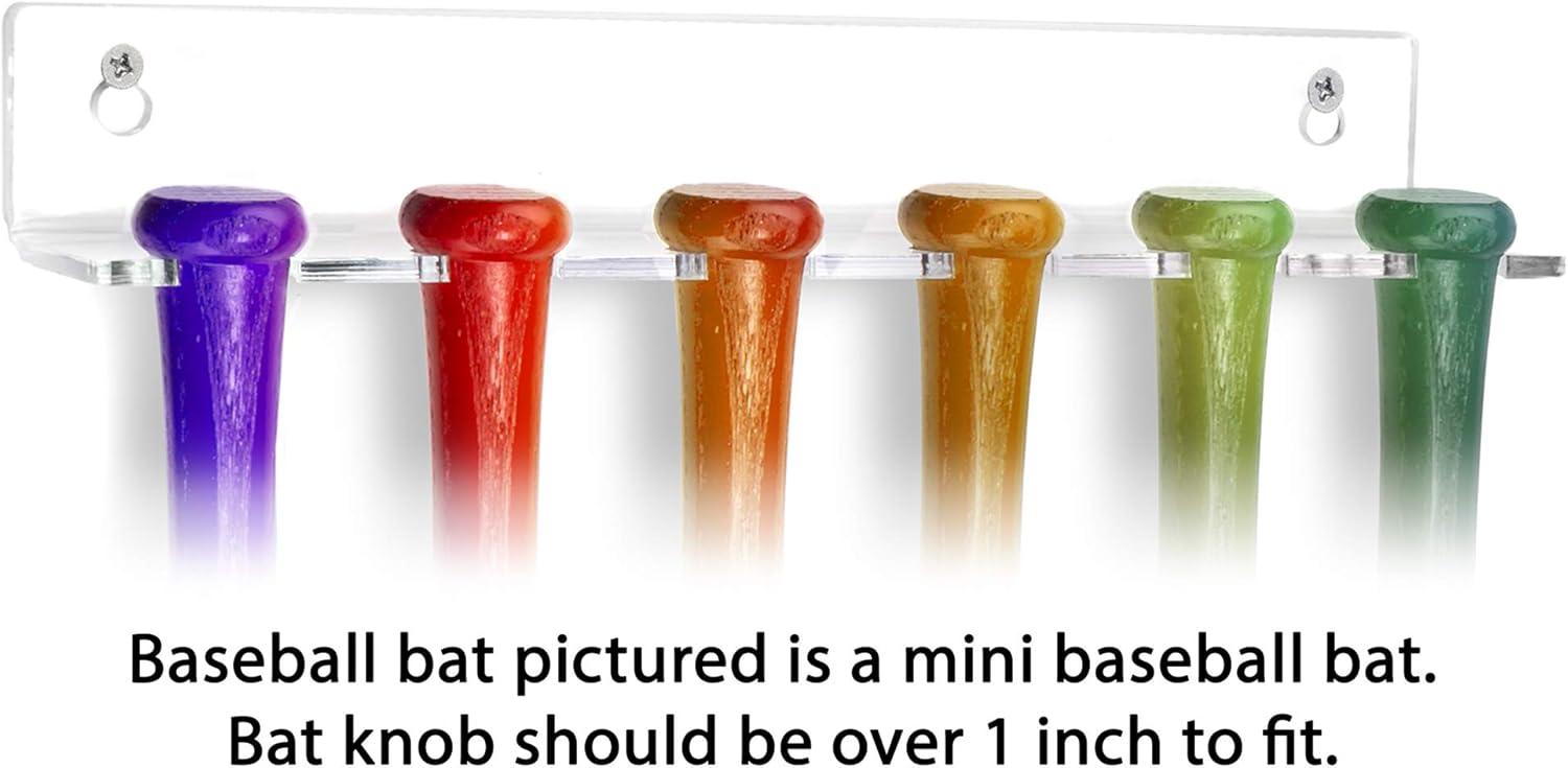 Better Display Cases 6 Medium or Large Mini Baseball Bats (Medium or Large Mini Bats) Display Vertical Clear Acrylic Wall Mount (A066-A)