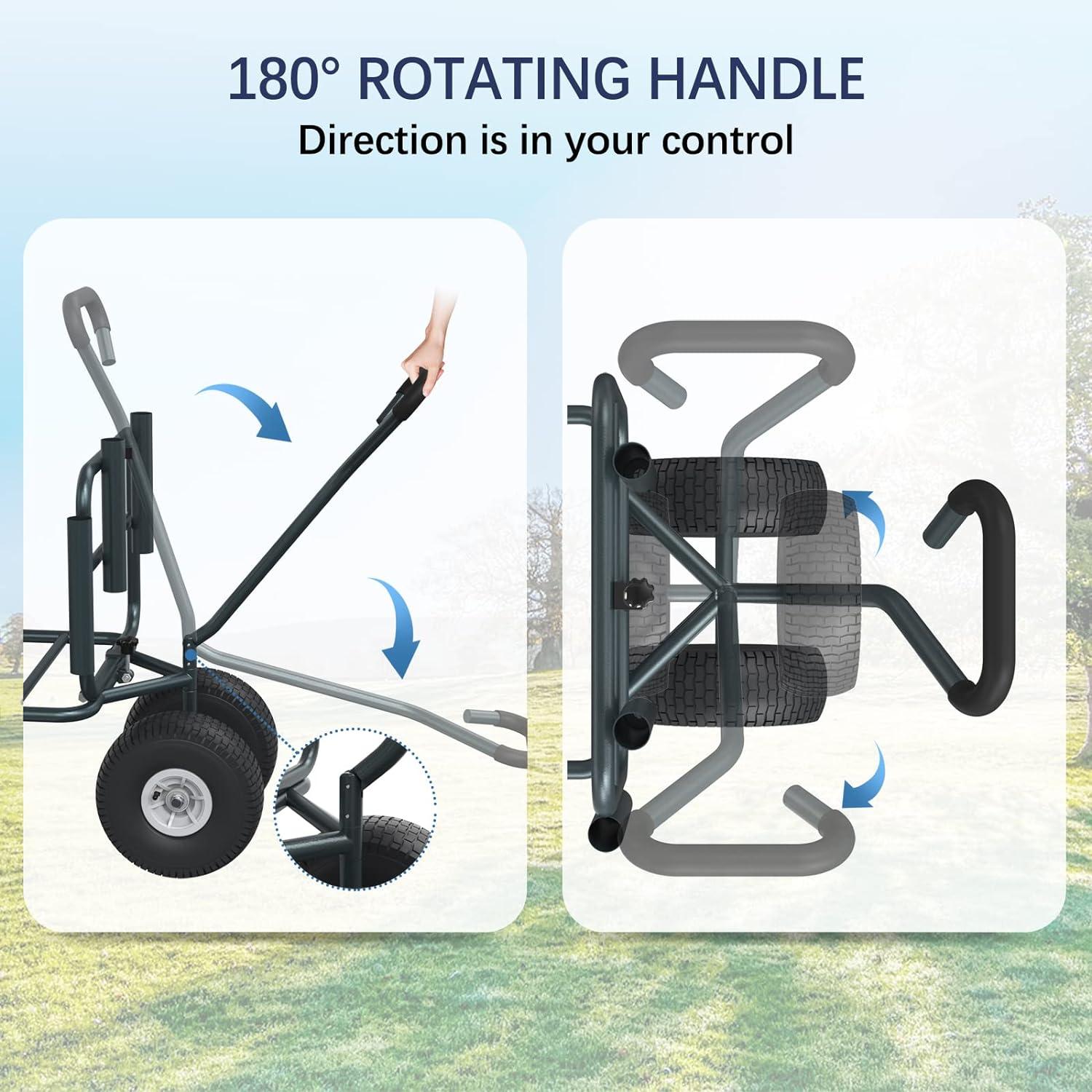 Heavy-Duty Foldable Fishing Cart with Pneumatic Wheels and Rod Holders