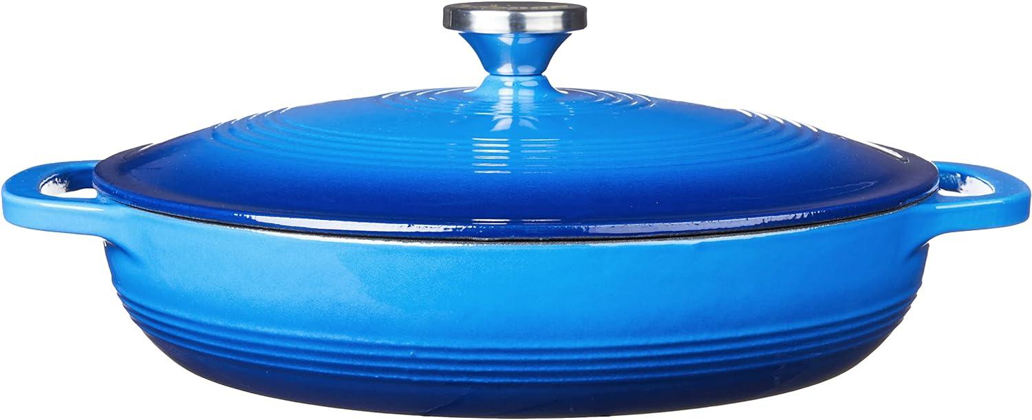 Blue Enameled Cast Iron Covered Casserole, 3.6 Quart