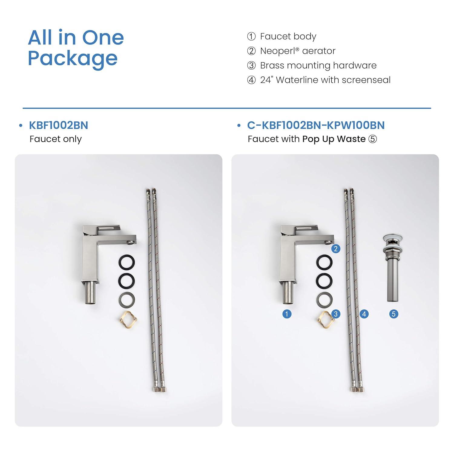 KIBI KBF1002BN Cube Single-Hole Single-handle Bathroom Faucet