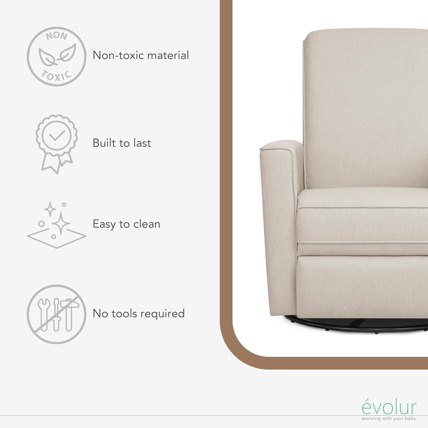 Evolur Greenguard Gold Certified Upholstered Swivel Reclining Glider