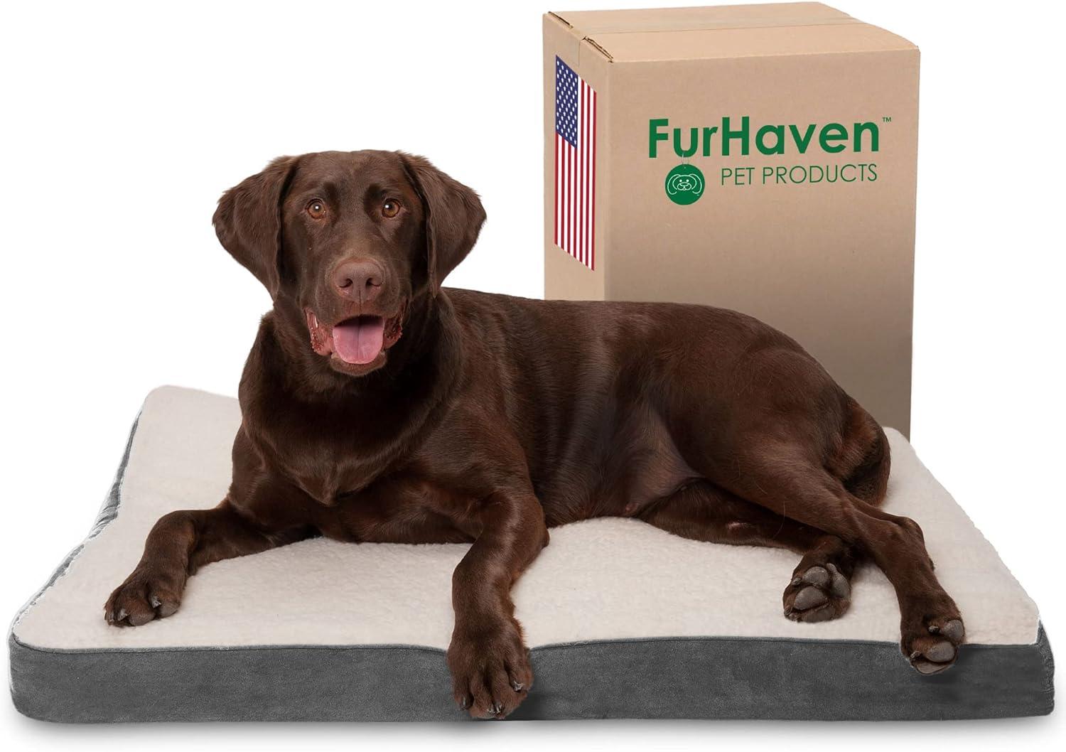 FurHaven Faux Sheepskin & Suede Deluxe Orthopedic Dog Bed