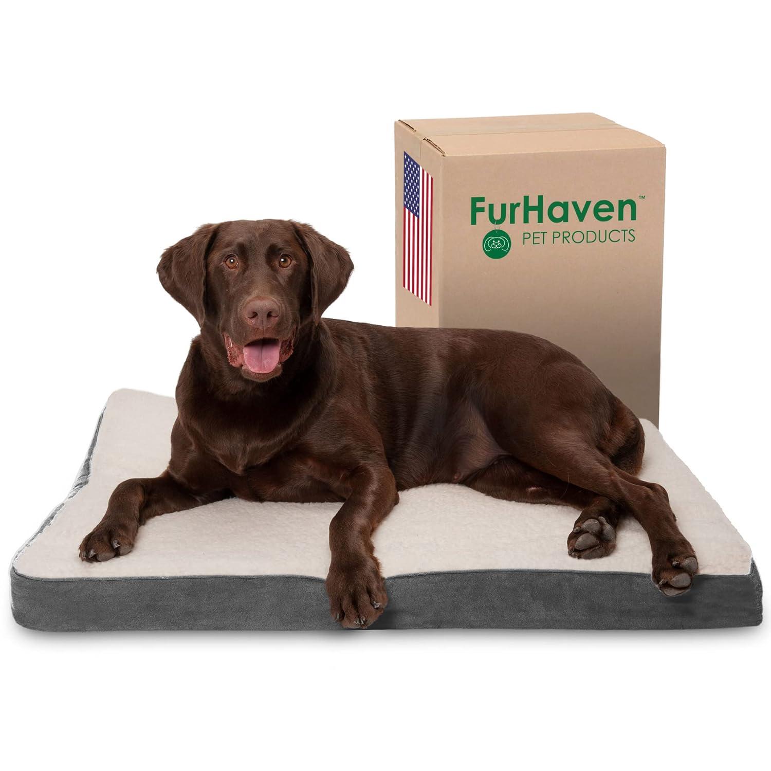 FurHaven Faux Sheepskin & Suede Deluxe Orthopedic Dog Bed