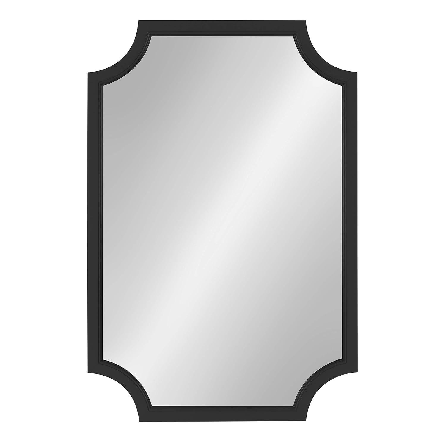 Kate and Laurel 24" x 36" Hogan Framed Scallop Wall Mirror Black : Modern Style, MDF Frame, No Assembly Required