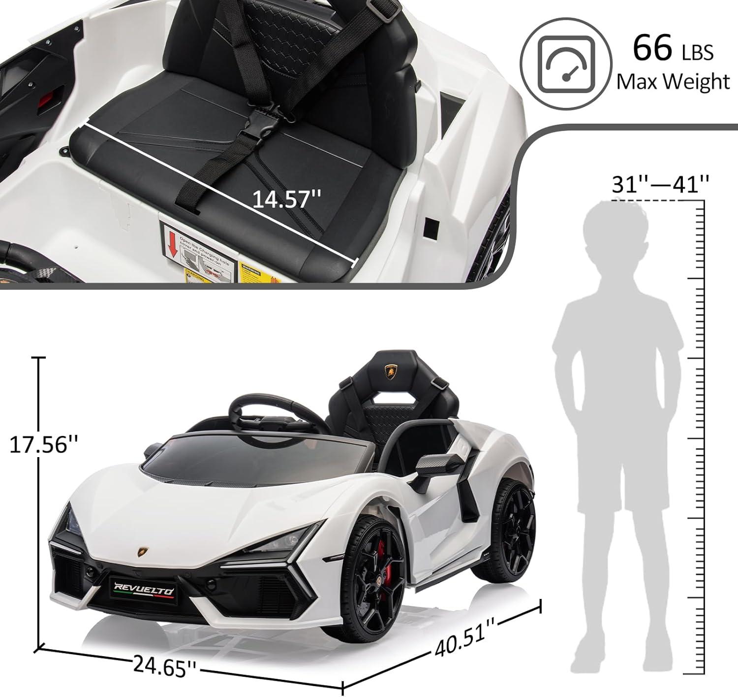 Hetoy 12V Kids Ride On Car, Licensed Lamborghini Revuelto Electric Car For Kids