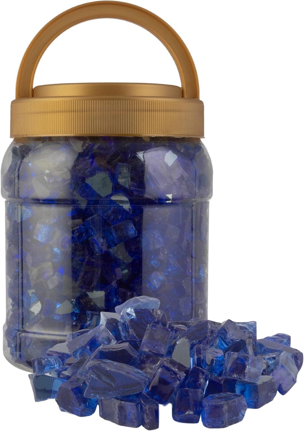 Pure Garden 10lbs Fire Pit Glass - 1/2-Inch Crushed Glass Rocks for Fireplaces, Landscape, Aquariums, or Vases