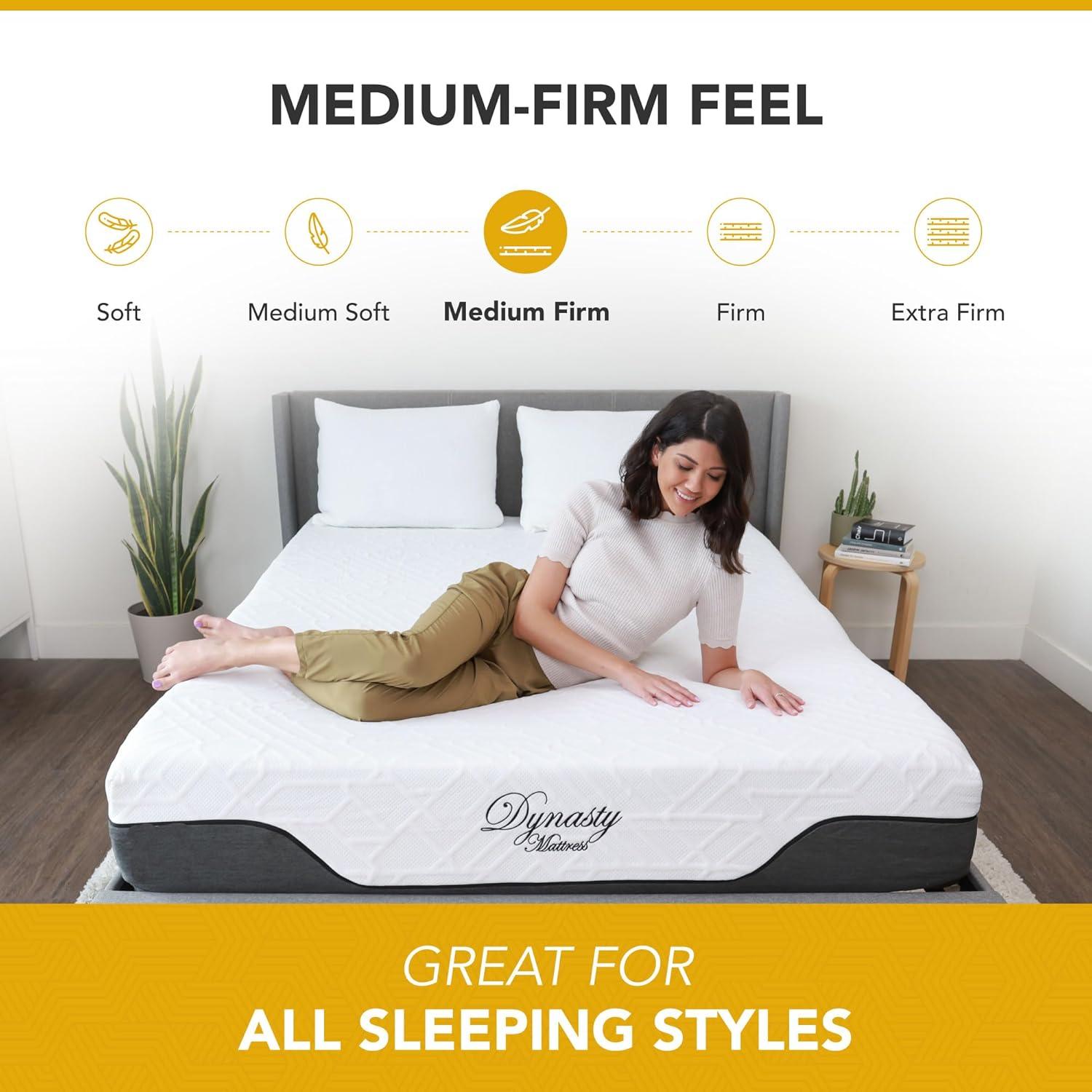 Dynasty Mattress 10'' Medium-Firm Gel Memory Foam Mattress