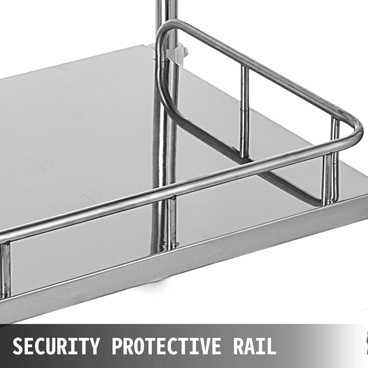 VEVOR Lab Rolling Cart, 2-Shelf Stainless Steel Rolling Cart, Lab Serving Cart with Swivel Casters, Dental Utility Cart for Clinic, Lab, Hospital, Salon, 15.16"x21.57"x34.06"