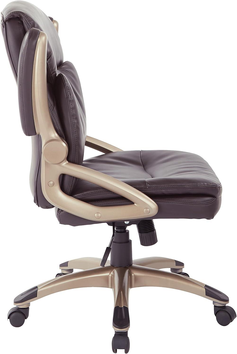 Executive Low Back Chair in Espresso Bonded Leather with Cocoa Accents