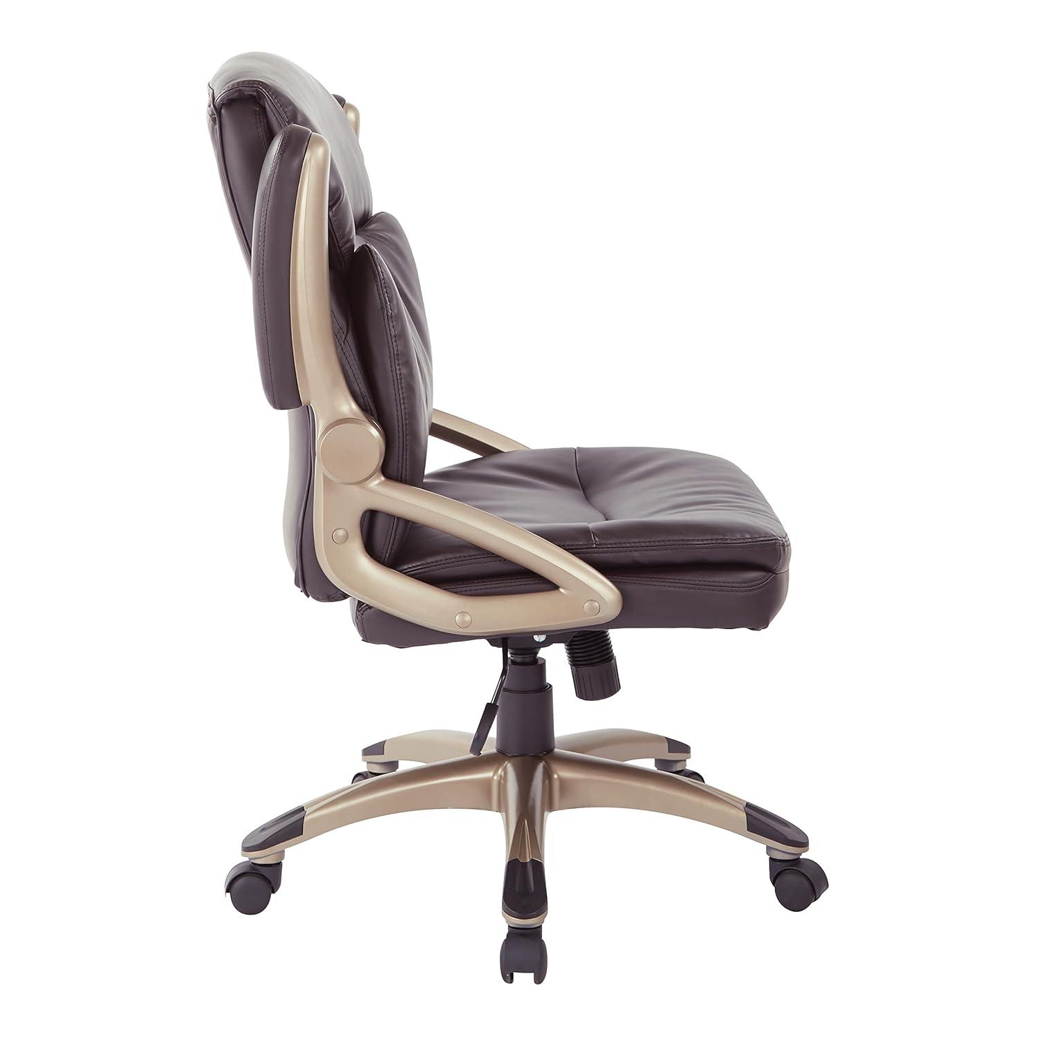 Executive Low Back Chair in Espresso Bonded Leather with Cocoa Accents