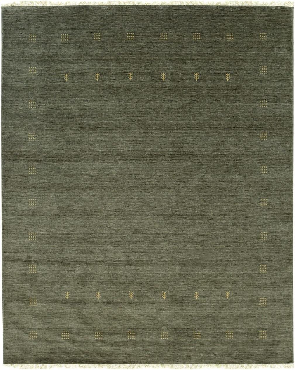 EORC Green Hand Knotted Wool Contemporary Lori Baft Rug, 9' x 12'