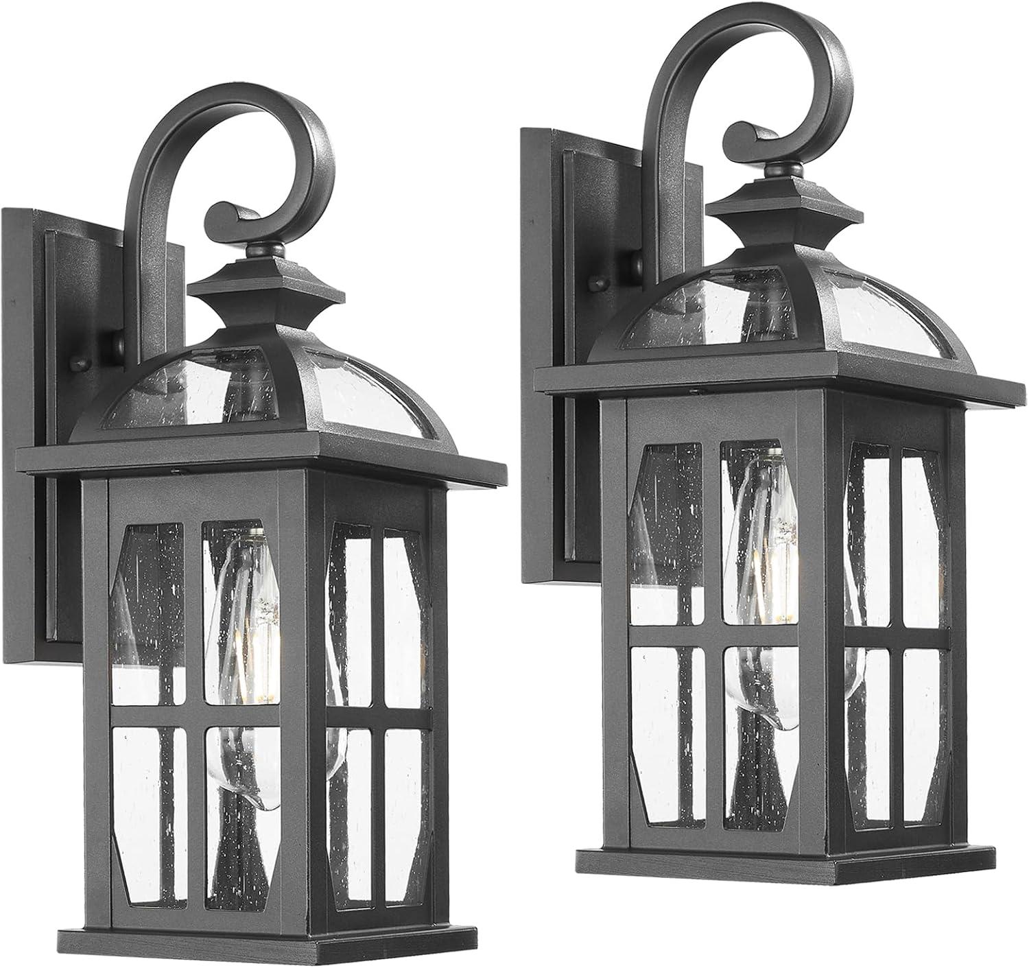 Longshore Tides Outdoor Wall Lights Exterior Light Fixture With Seeded Glass