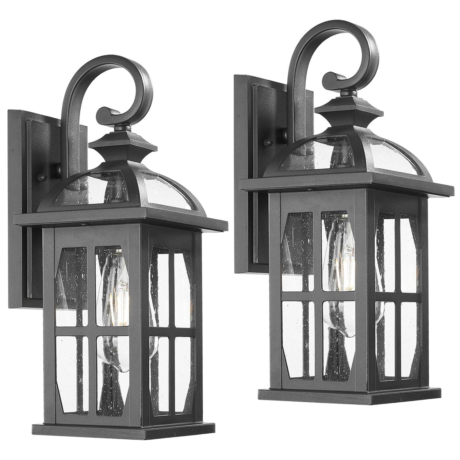 Longshore Tides Outdoor Wall Lights Exterior Light Fixture With Seeded Glass