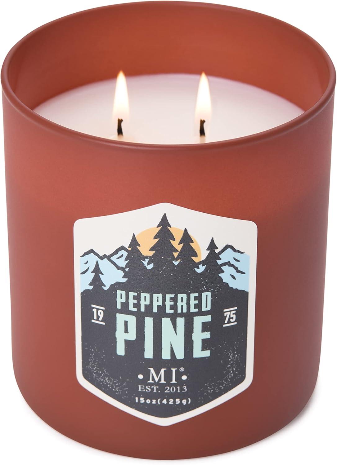 Manly Indulgence All American Peppered Pine Scented Jar Candle, 2 Wick, 15 oz, 60h Burn, Aromatic