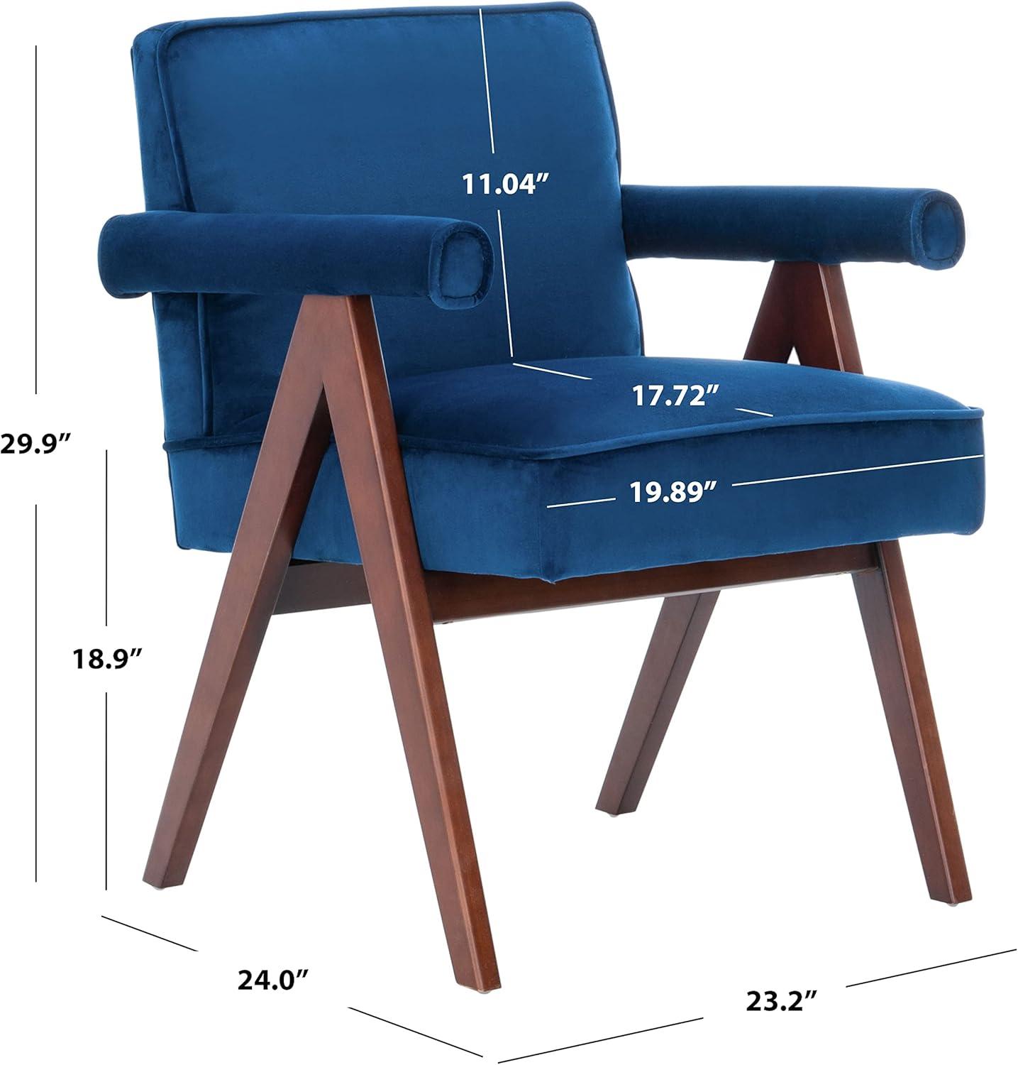 Suri Mid Century Arm Chair - ACH4508 - Navy/Walnut - Safavieh