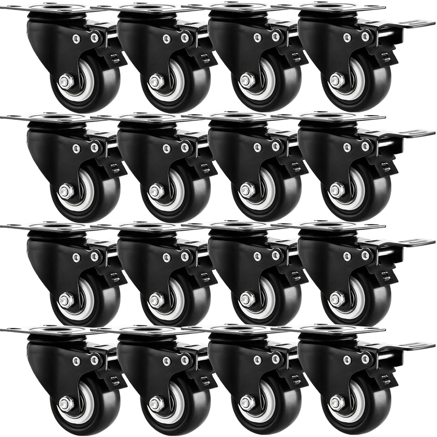 2'' Black Heavy-Duty Industrial Swivel Caster Wheels Set