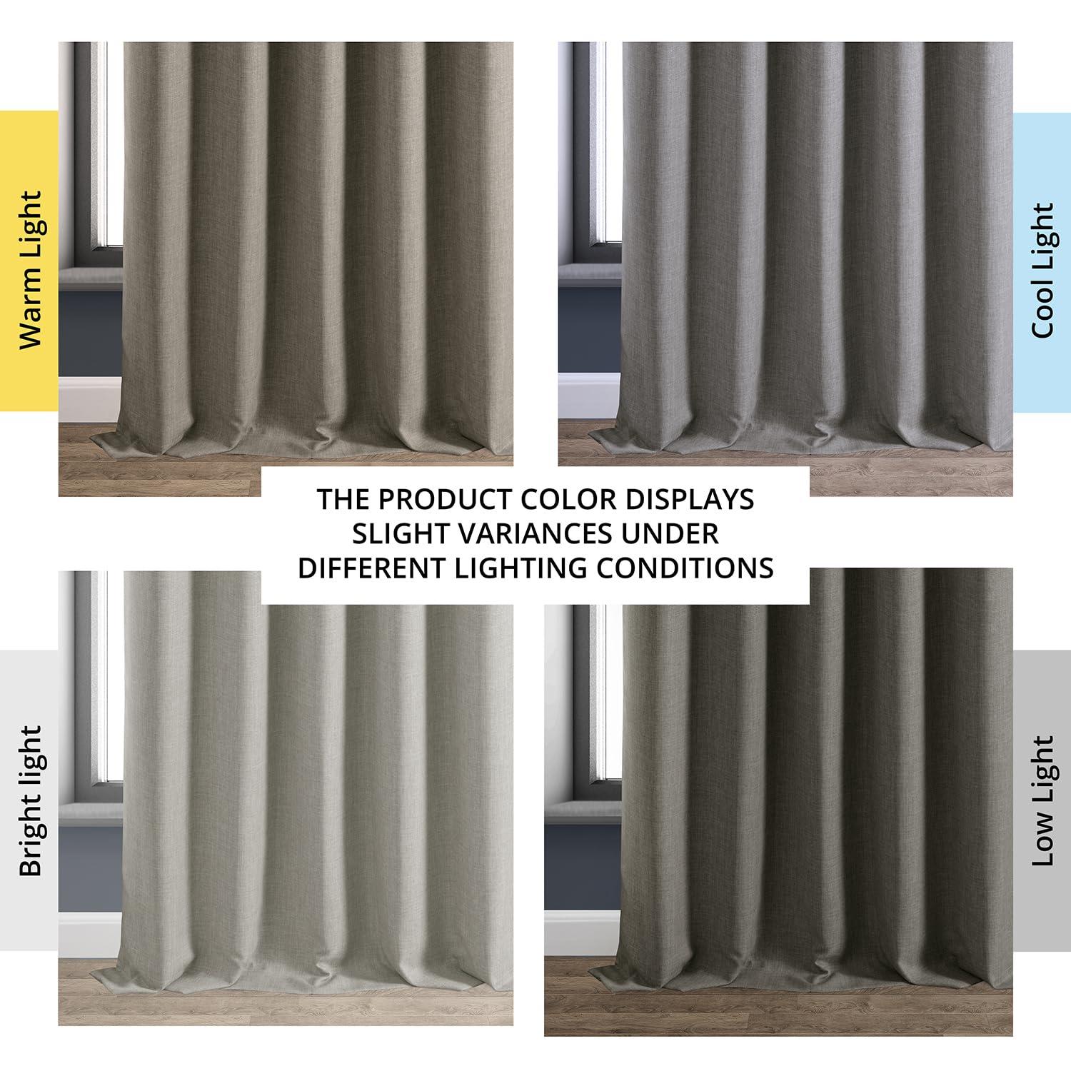 Signature Destination Slate Faux Linen Blackout Curtain (1 Panel), Destination Slate, 50W X 84L