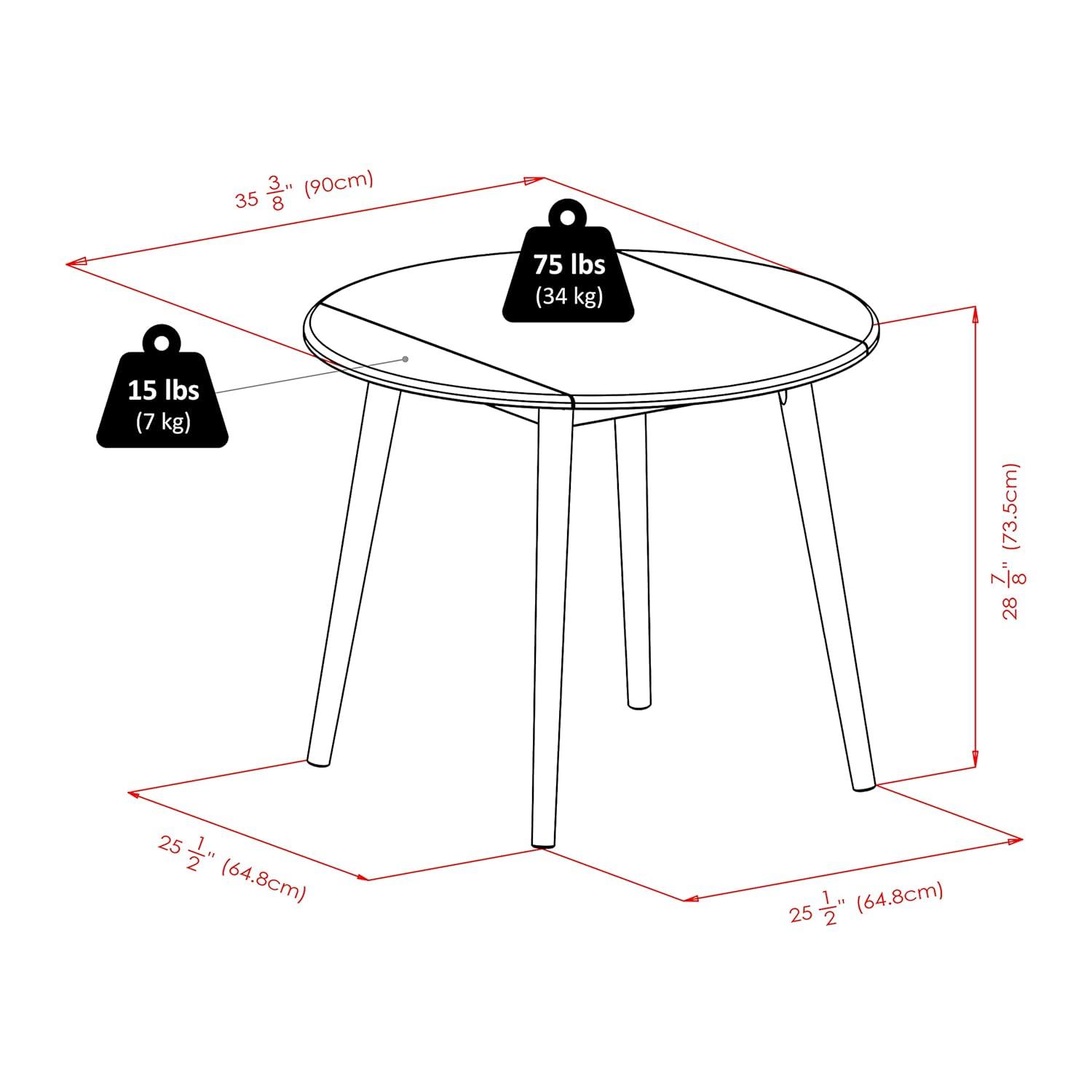 36" Moreno Round Drop Leaf Dining Table Black - Winsome: Space-Saving, Seats 4