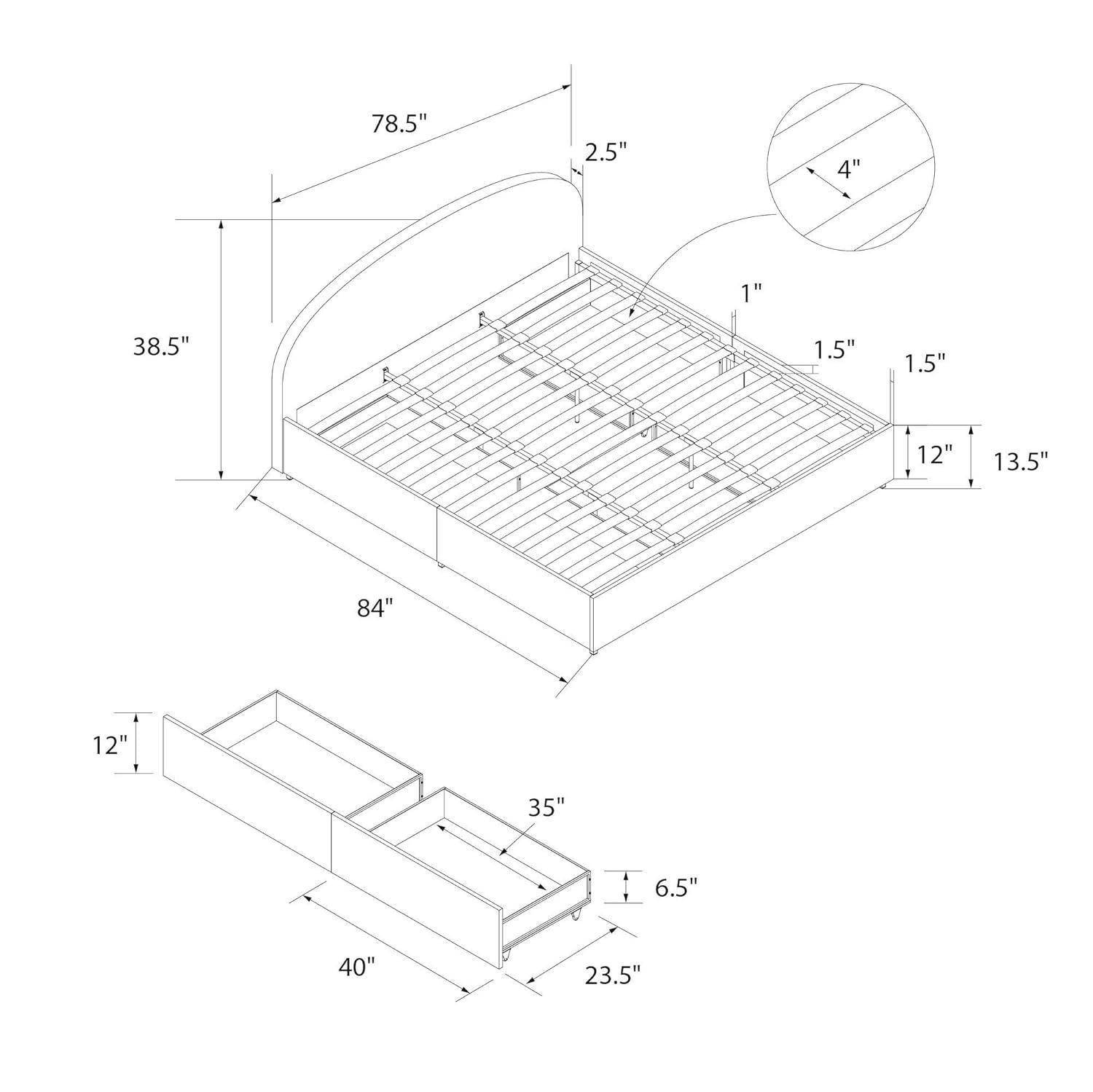 Moon Upholstered Platform Storage Bed