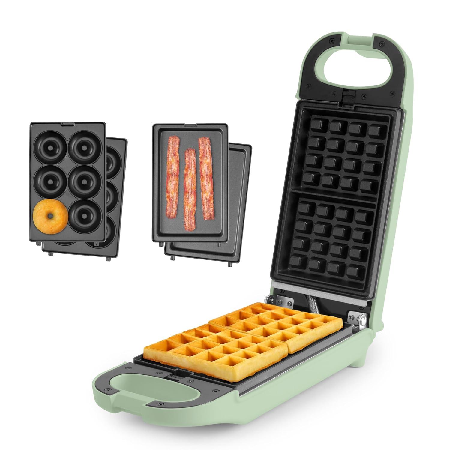 Aroma Aroma® Swap & Flip Waffle Maker With Removable Plates: 3-in-1 Panini Press, Mini Donut Maker, And Waffle Iron