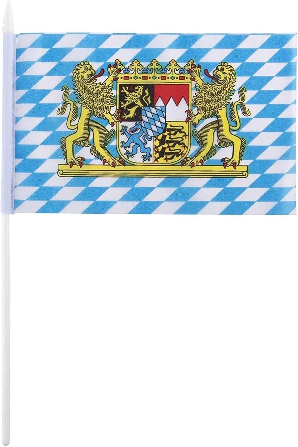 Juvale 72 Piece Bavarian Stick Flag, Handheld Flags, German Party Decor (8x5 in)