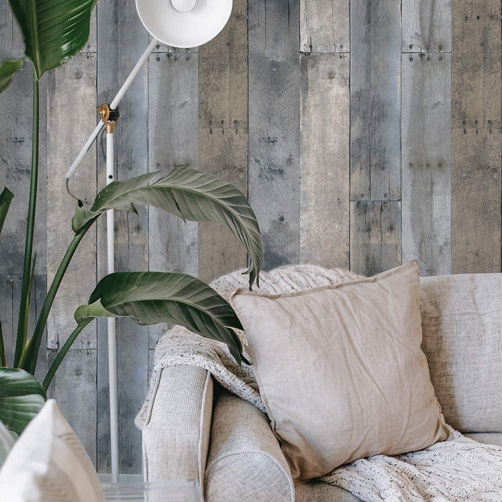 Tempaper & Co.® Repurposed Wood Removable Peel and Stick Wallpaper, 28 sq ft: Vinyl Self-Adhesive Blue Wood Grain