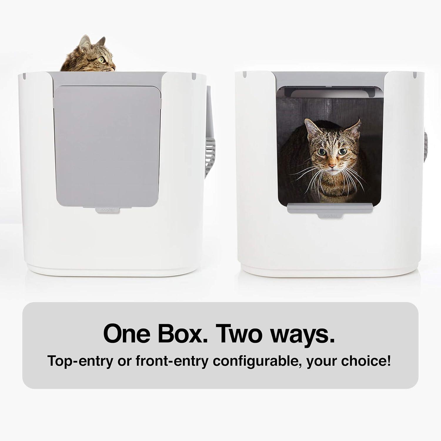 XL Litter Box, Top or Front-Entry Configurable, Includes Scoop and Liners - White