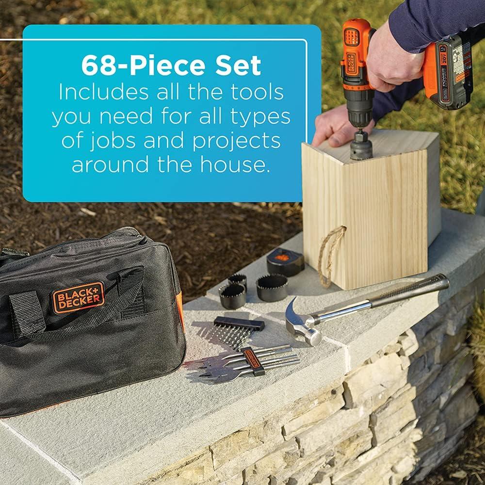 BLACK+DECKER 20-Volt MAX* Lithium Drill/Driver & 68-Piece Project Kit, LDX120PK