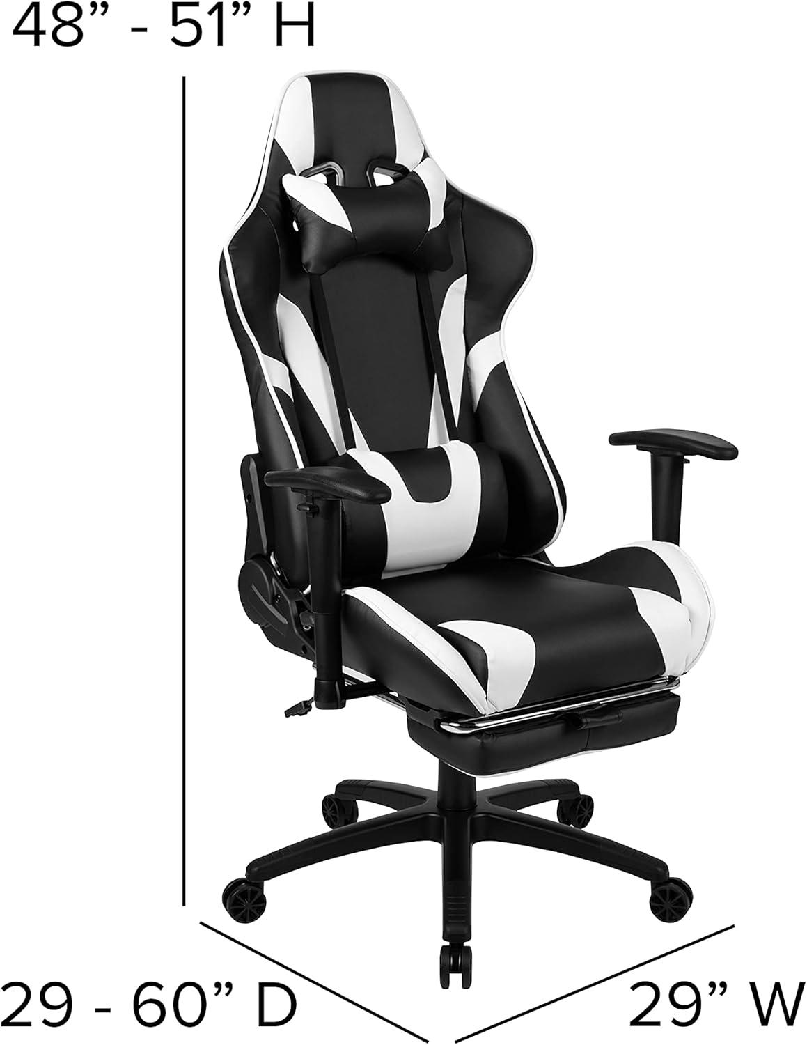 Flash Furniture Black Gaming Desk and Black Footrest Reclining Gaming Chair Set with Cup Holder, Headphone Hook & 2 Wire Management Holes