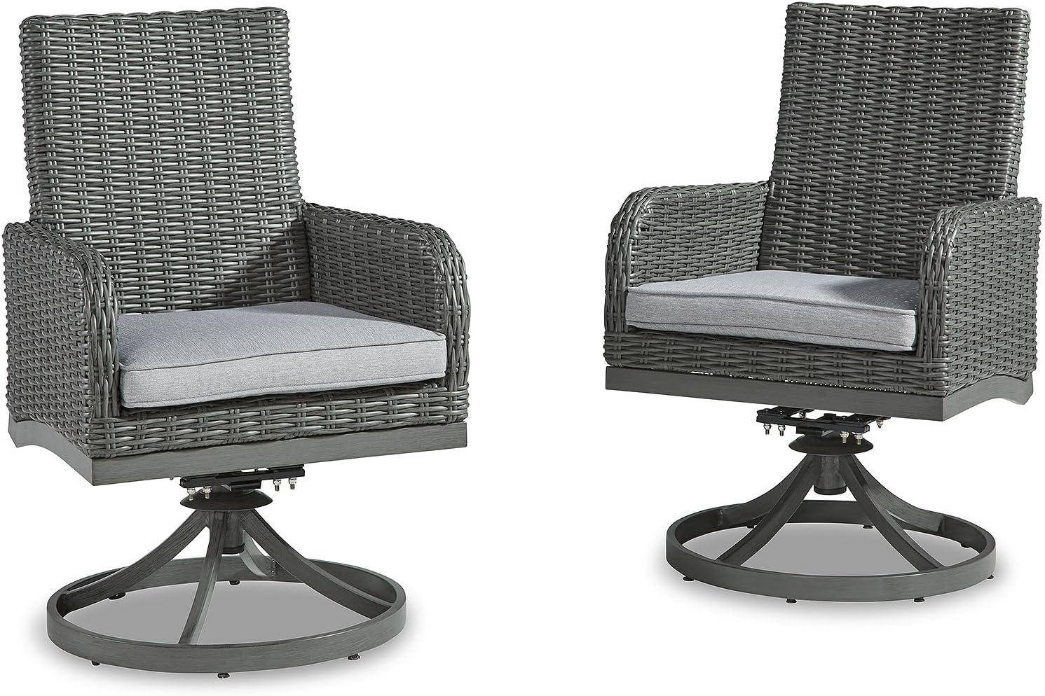 Signature Design by Ashley Elite Park Outdoor Swivel Chair with Cushion(Set of 2), Gray