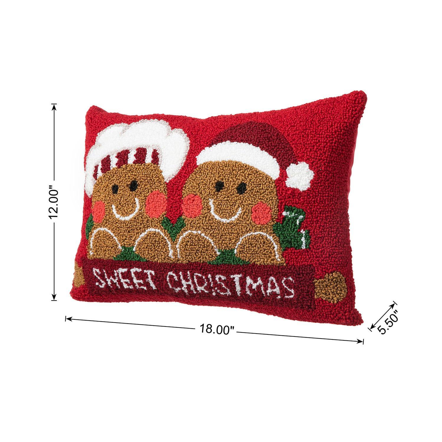13.75" Red and White Unique Hooked 3D Snowman Pillow