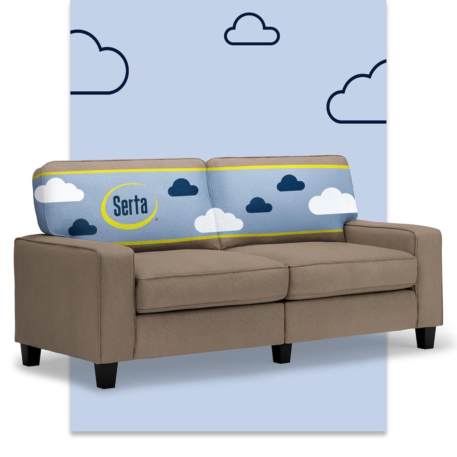 Serta Palisades 73" Track Arm Sofa, Easy Care Fabric, Soft Pillow Back, Pocket Coil Seat Cushions