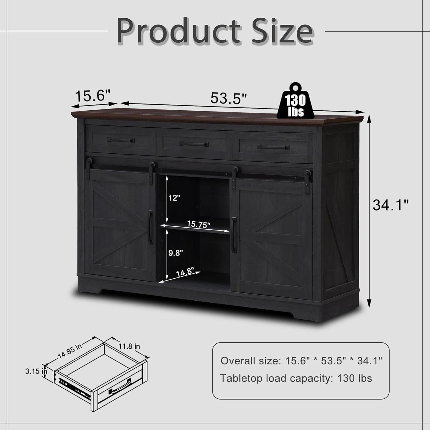 SinCiDo Buffet Cabinet with Storage, 34" Tall Wooden Arched Sideboard Cabinet with/Adjustable Shelf, Fluted Accent Cabinet for Dining Room, Kitchen