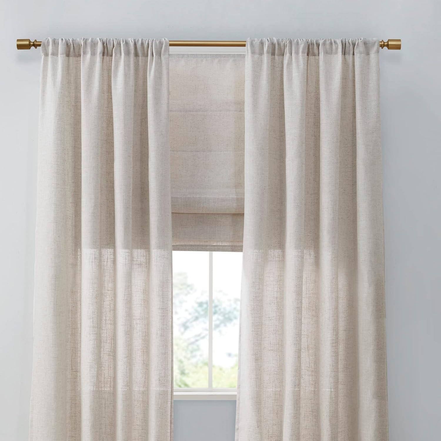 Madison Park Kyler Natural Linen Blend Light Filtering Curtain Panel Pair 52x84" (Set of 2)