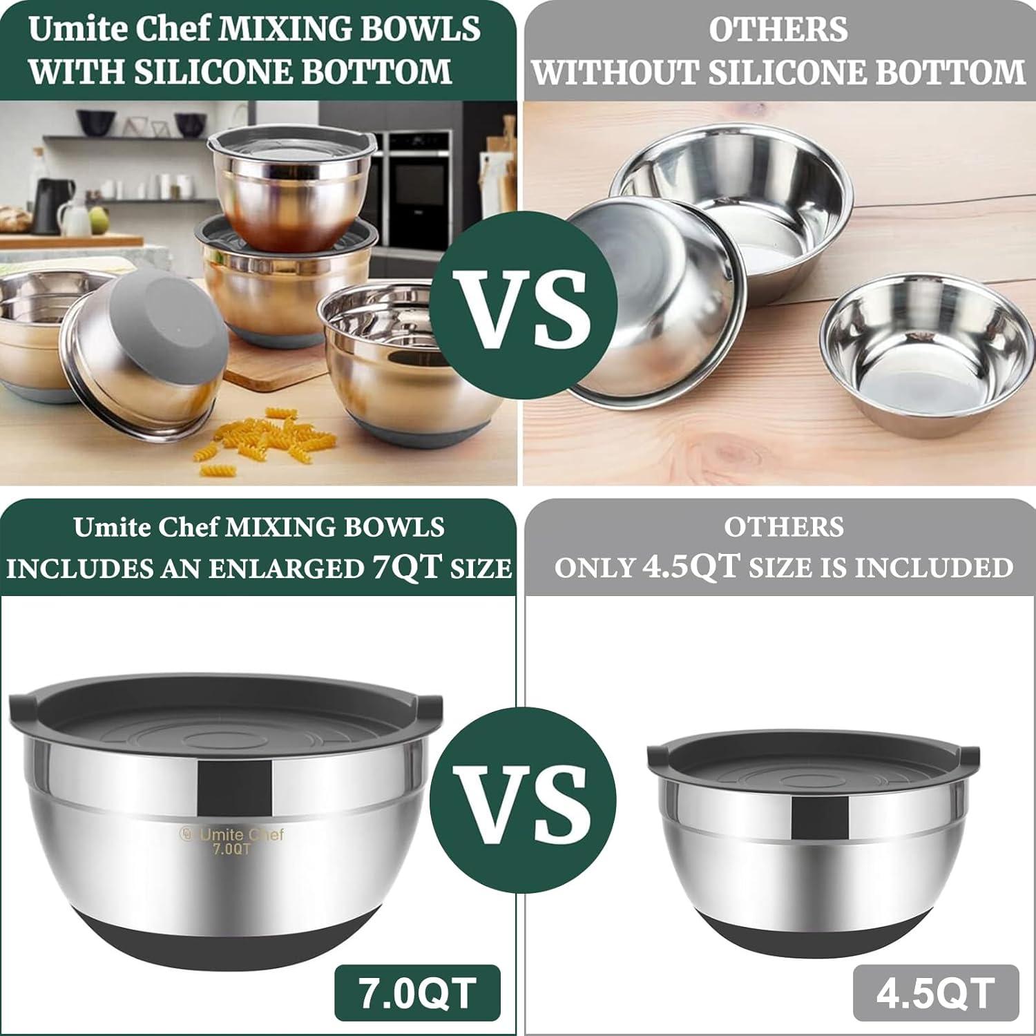 Stainless Steel Nesting Mixing Bowls with Airtight Lids, Set of 6