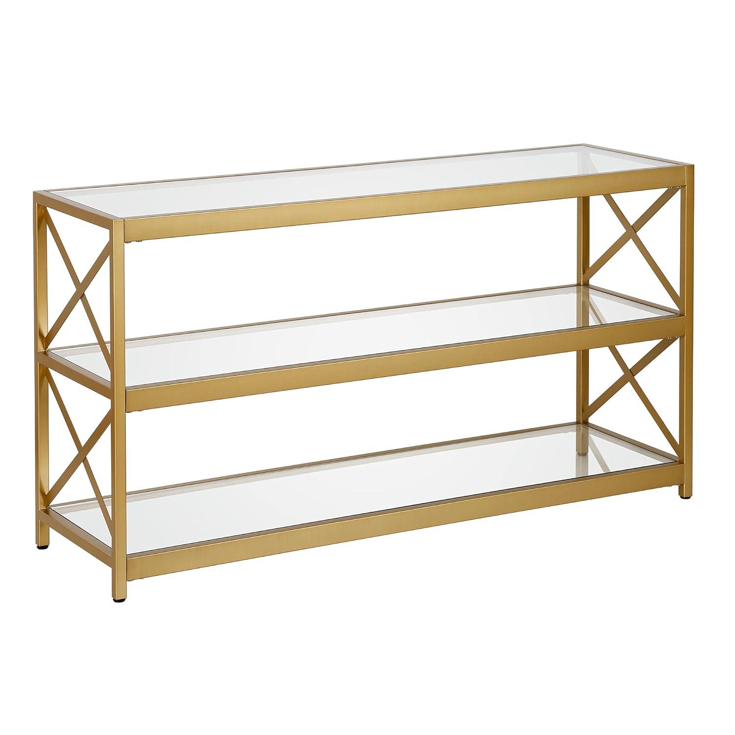 Evelyn&Zoe Hutton Rectangular TV Stand for TV's up to 50", Brass
