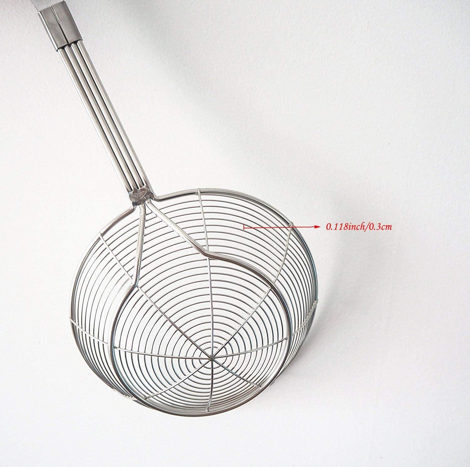 Large Stainless Steel Mesh Skimmer with Bamboo Handle