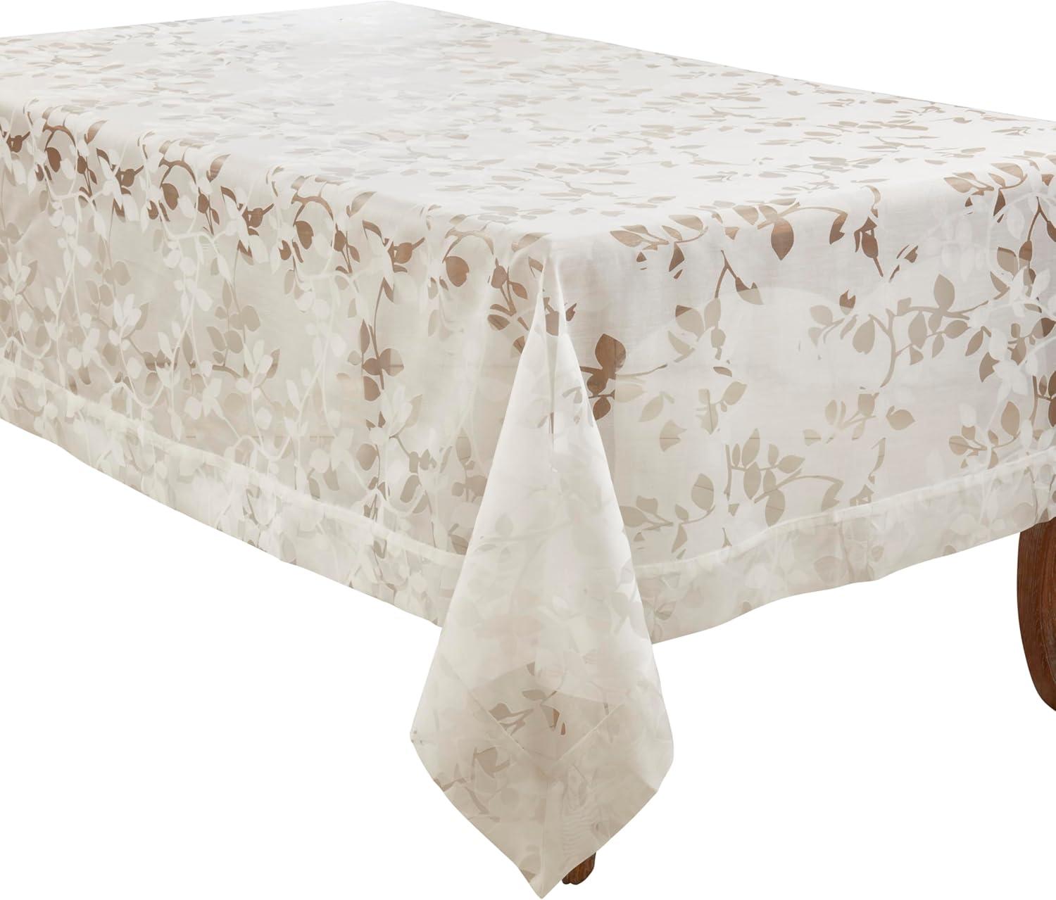 Sheer Elegance White Vine Design Rectangular Tablecloth