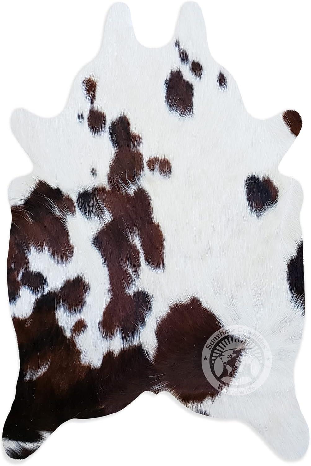 Small Tricolor Genuine Cowhide Rug for Modern Decor