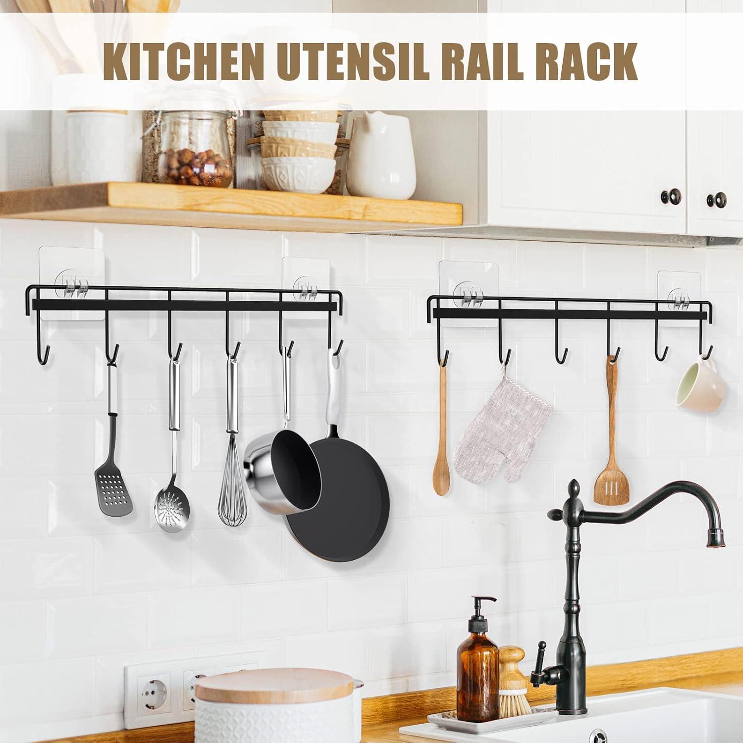Prep & Savour Kitchen Utensil Rack Wall Mount, Adhesive Kitchen Utensil Hanger No Drilling